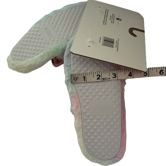 🐶NWT Girl’s Slippers Size 13/1 Slingback Faux Fur Slide KENSIE GIRL Rainbow - Picture 12 of 12